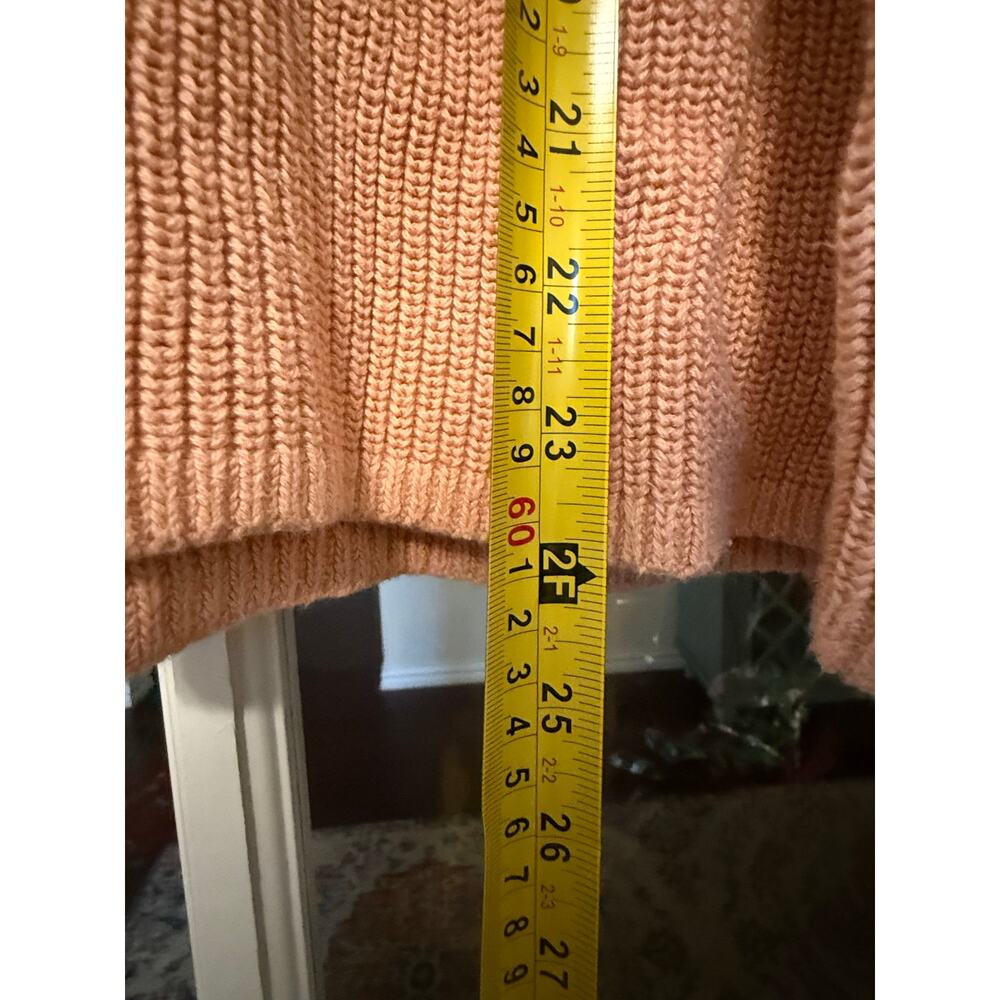 LOFT Women’s Chunky Knit V-Neck Sweater – Size Large – 100% Cotton Peach - Picture 7 of 10